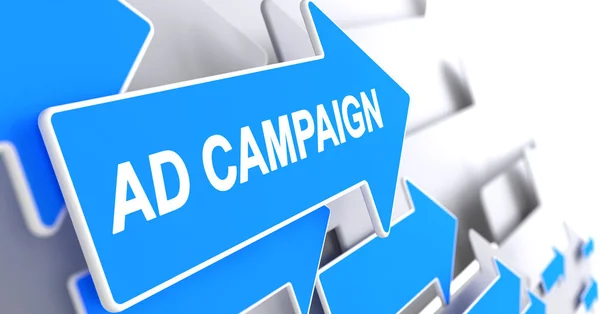 Campanha de anúncios - Texto na seta azul. 3D . — Fotografia de Stock