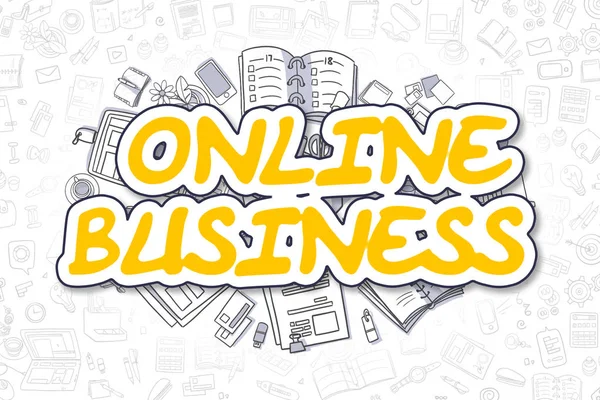 Online Business - Cartoon Yellow Word (en inglés). Concepto de negocio . — Foto de Stock