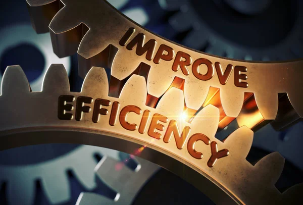 Improve Efficiency on the Golden Cog Gears. 3D Illustration. — Stock Photo, Image