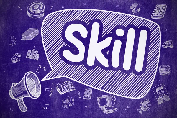 Skill - Cartoon Illustration on Blue Chalkboard. — Stock Photo, Image