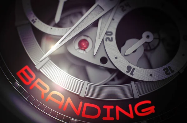 Branding on Fashion Pocket Watch Mechanism. 3D. — Stock Photo, Image