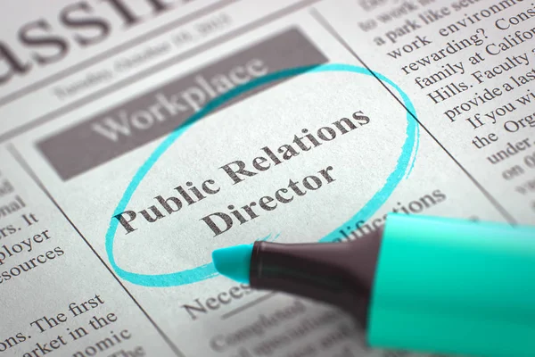 Vi är anställa Public Relations Director. 3D. — Stockfoto