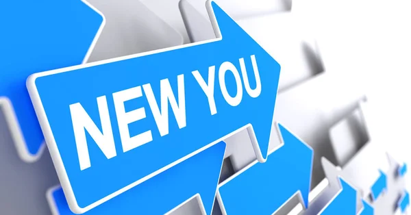New You - Label on the Blue Arrow. 3D. — Stock Photo, Image