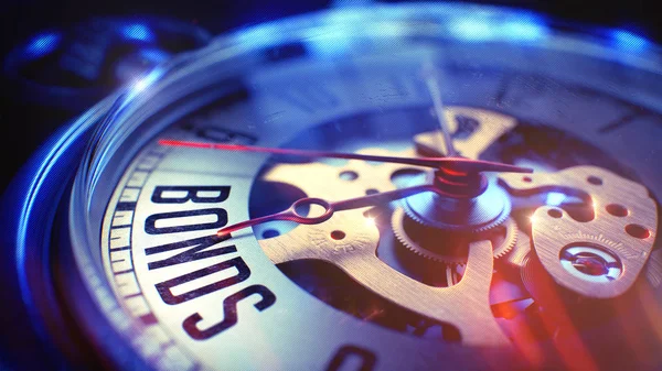 Bonds - Phrase on Vintage Pocket Clock. 3D Illustration. — Stock Photo, Image
