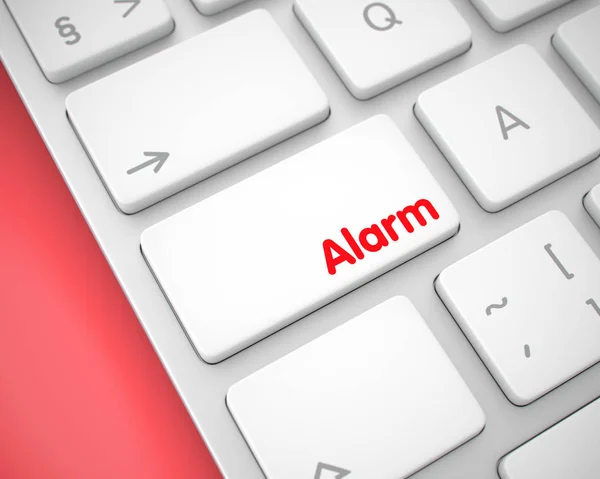 Alarme - Inscrição no botão de teclado branco. 3D . — Fotografia de Stock