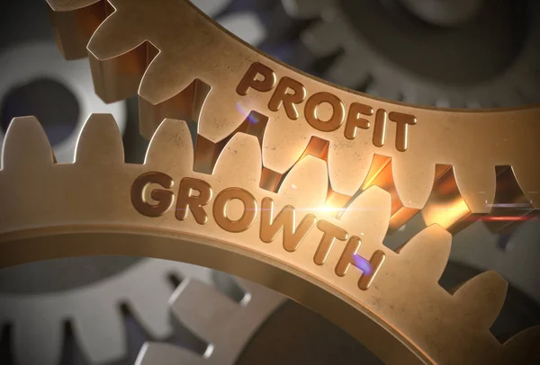 Profit Growth on the Golden Gears. 3D Illustration. — Stock Photo, Image
