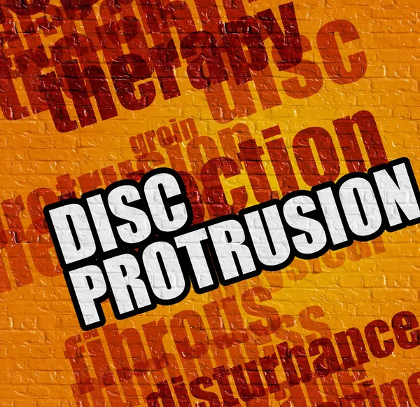 Modern healthcare concept: Disc Protrusion on the Yellow Brickwa — Stock Image Modern healthcare concept: Disc Protrusion on the Yellow Brickwa Royalty Free Stock Photos