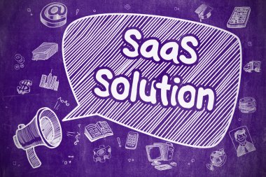 SaaS Solution - Cartoon Illustration on Purple Chalkboard. clipart