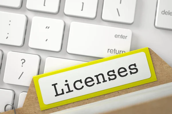 Index Card with Licenses. 3d. — Stock Photo, Image