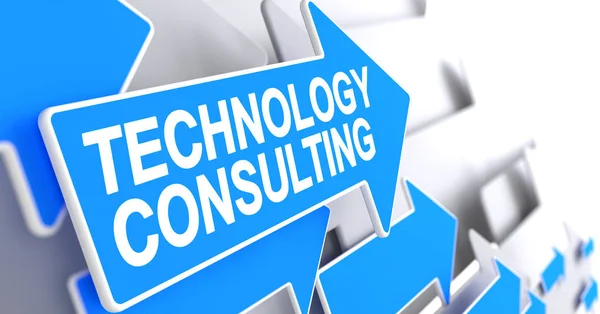 Technologie Consulting - bericht op de blauwe pijl. 3D. — Stockfoto