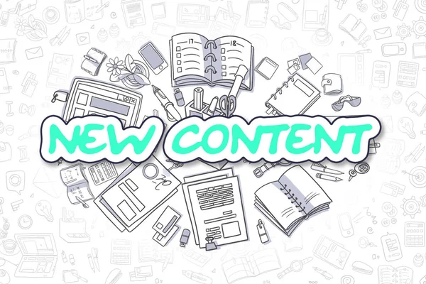 New Content - Cartoon Green Word. Business Concept.