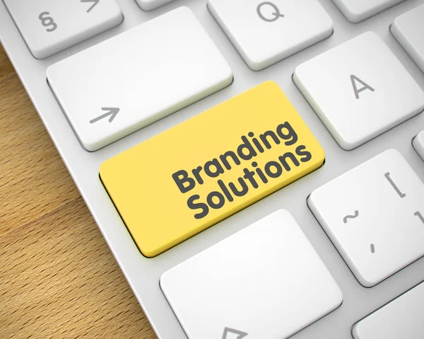 Branding Solutions - Inscription on the Yellow Keyboard Key. 3D. — Stock Photo, Image