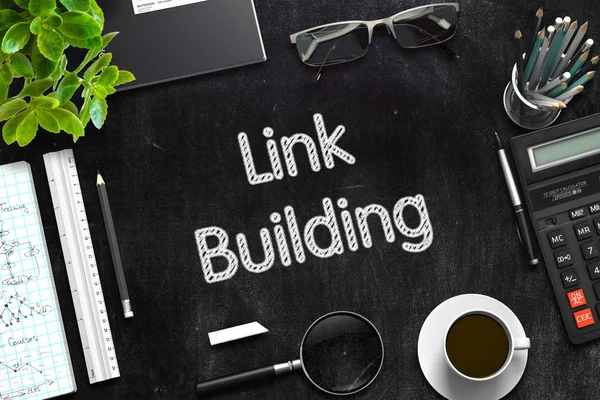 Link Building su lavagna nera. Rendering 3D . — Foto Stock