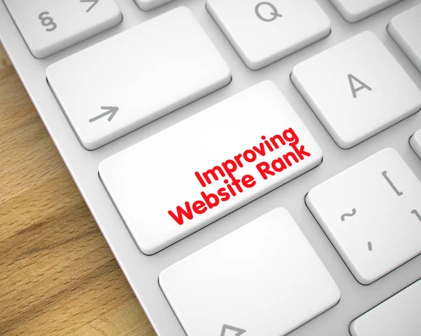 Amélioration du classement du site Web Inscription sur la clé de clavier blanc. 3D . — Photo