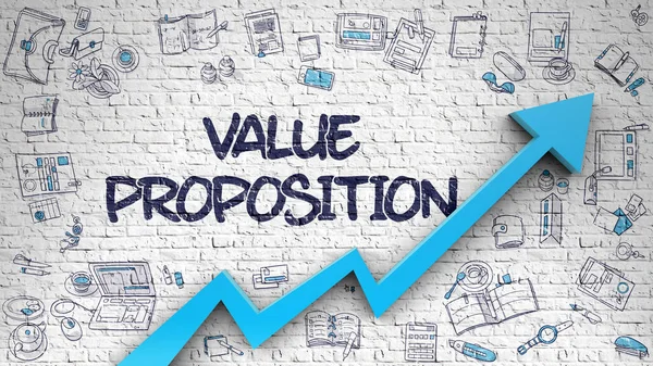 Value Proposition Drawn on White Brick Wall. 3d. — Stock Photo, Image