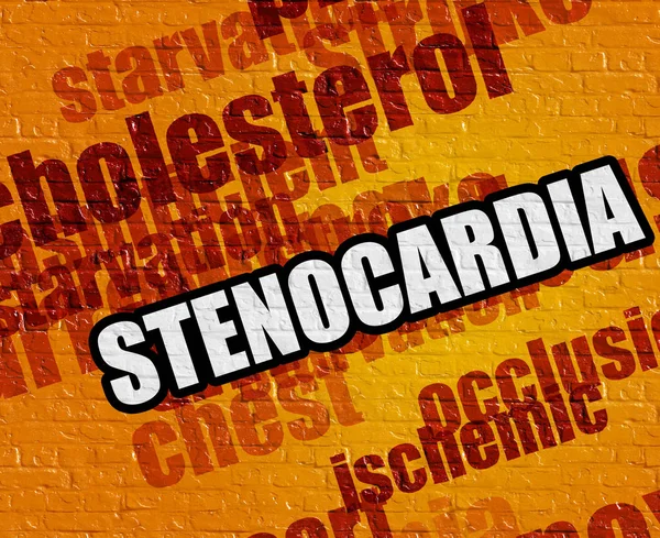 Σύγχρονη έννοια της υγειονομικής περίθαλψης: Stenocardia για το κίτρινο τοίχο από τούβλα. — Φωτογραφία Αρχείου