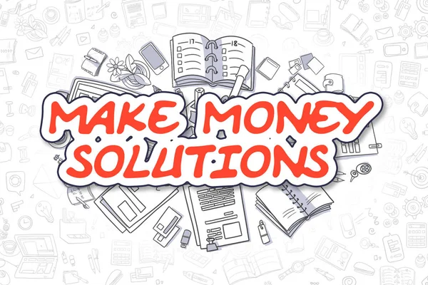 Make Money Solutions - Doodle Red Text. Business Concept.