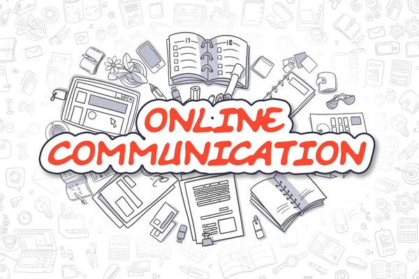 Comunicación en línea - Cartoon Red Word. Concepto de negocio . — Foto de Stock