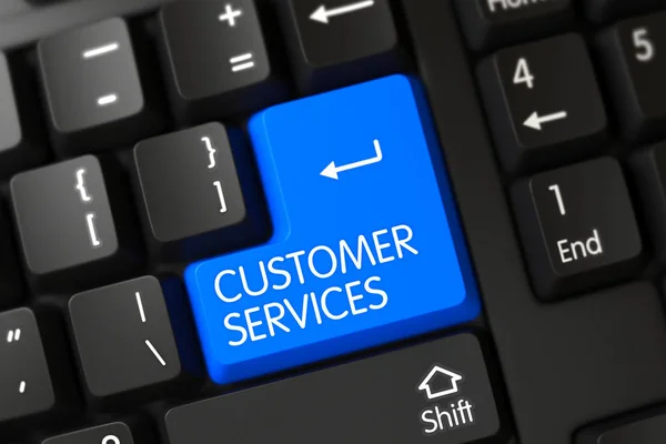 Blue Customer Services Button on Keyboard. 3d. — Stock Photo, Image