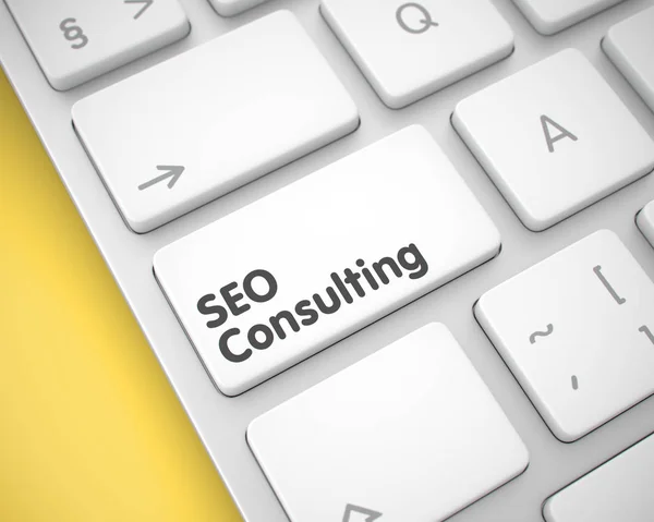 SEO Consulting - Texte sur la Clé Clavier Blanche. 3D . — Photo