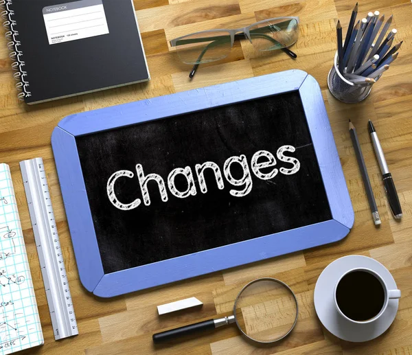 Changes - Text on Small Chalkboard. 3d. — Stock Photo, Image