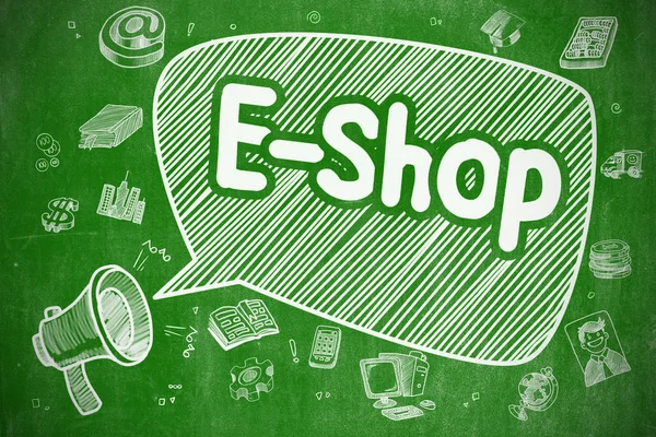 E-Shop - Hand Drawn Illustration on Green Chalkboard. — Stock Photo, Image