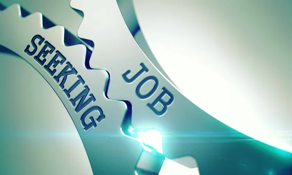 Job Seeking - Mecanismo de engrenagens metálicas. 3D  . — Fotografia de Stock