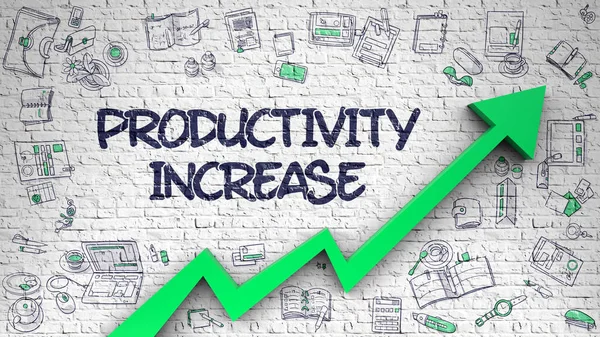 Aumento de la productividad dibujado en la pared de ladrillo. 3d . — Foto de Stock