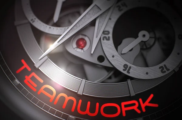 Teamwork op de automatische mannen horloge mechanisme. 3D. — Stockfoto