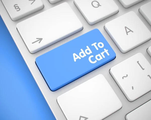Add To Cart - Text on the Blue Keyboard Button. 3D. — Stock Photo, Image