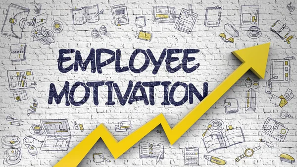 Employee Motivation Drawn on White Brick Wall. 3d. — Stock Photo, Image