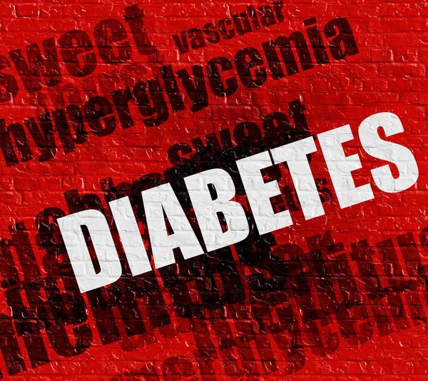 Modern sağlık kavramı: diyabet kırmızı tuğla duvar . — Stok fotoğraf