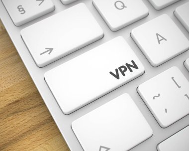 VPN - beyaz klavye tuşu üzerinde yazıt. 3D.
