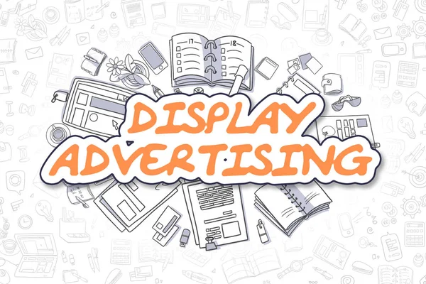 Display Advertising - Doodle Orange Word. Business Concept. — Stock Photo, Image