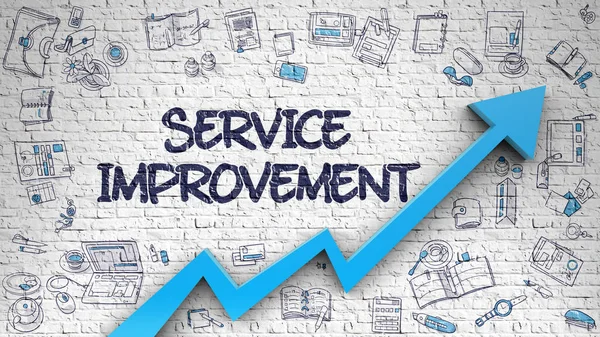 Service Improvement Drawn on White Wall. 3d. — Stock Photo, Image