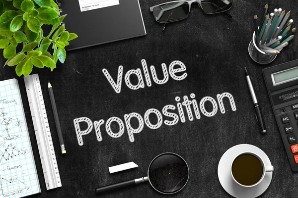 Value Proposition on Black Chalkboard. 3D Rendering. — Stock Photo, Image