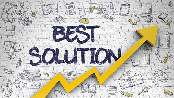 Best Solution Drawn on White Wall. 3d. — Stock Photo, Image