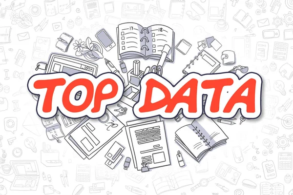 Top Data - Desenhos animados texto vermelho. Conceito de negócio . — Fotografia de Stock