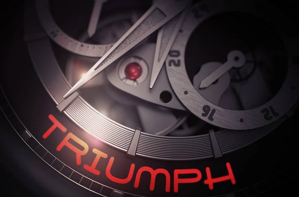 Triumph on Automatic Wristwatch Mechanism. 3D. — Stock Photo, Image