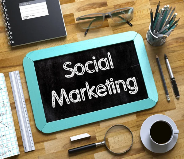 Social Marketing scritto a mano su piccola lavagna. 3D . — Foto Stock