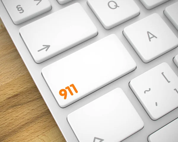 911 - nápis na bílé klávesnice klávesnice. 3D. — Stock fotografie