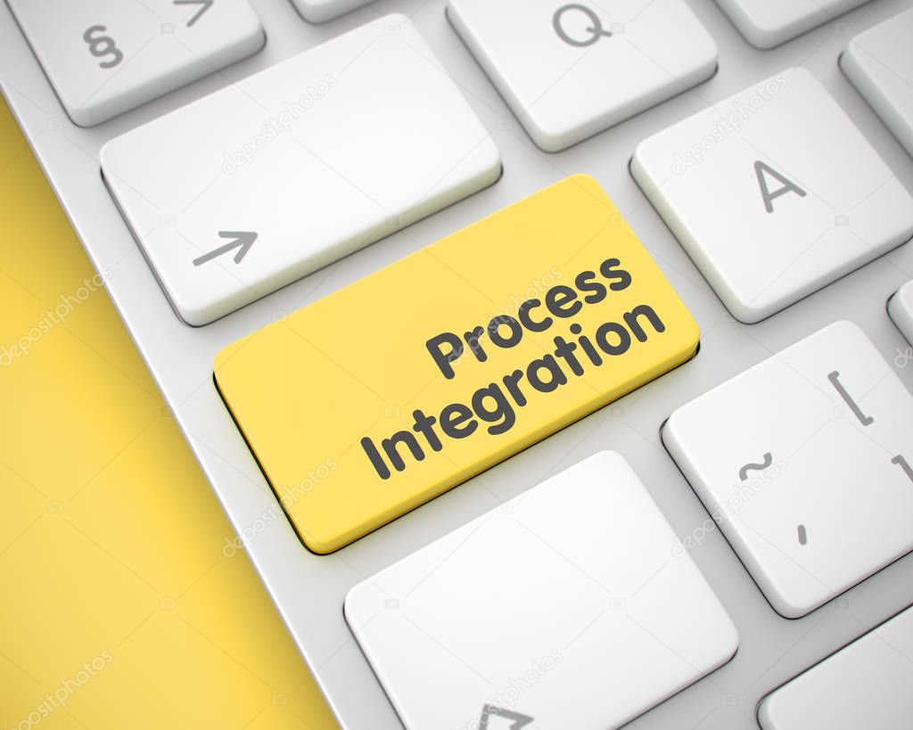 Process Integration on the Yellow Keyboard Button. 3d.