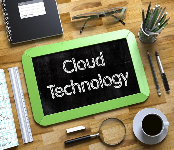 Kleine Tafel mit Cloud-Technologie. 3d. — Stockfoto
