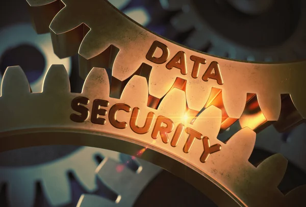 データのセキュリティの概念。黄金の歯車。3 d イラストレーション. — ストック写真