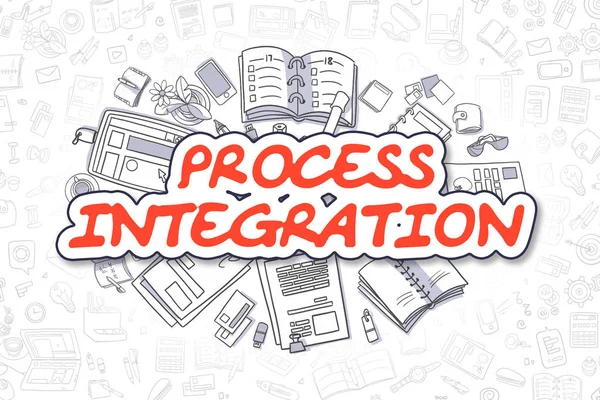 Process Integration - Cartoon Red Word (en inglés). Concepto de negocio . —  Fotos de Stock