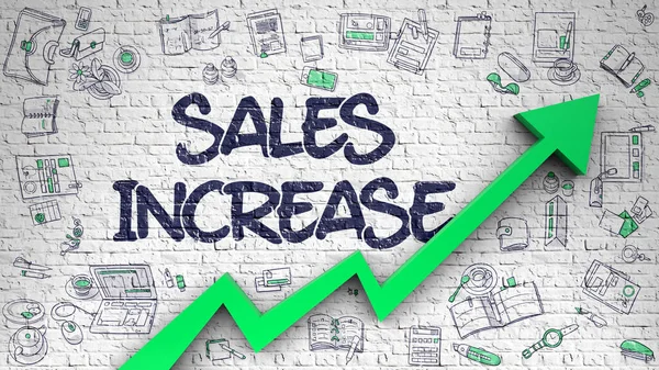 Sales Increase Drawn on White Brickwall. 3d — Stock Photo, Image