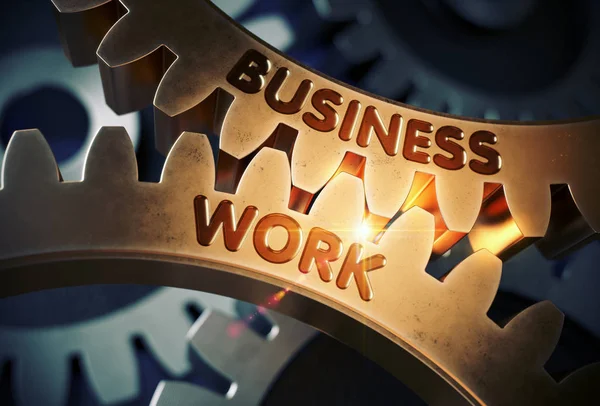 仕事のビジネスの概念と黄金の歯車。3 d イラストレーション. — ストック写真