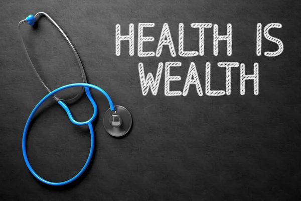 Health Is Wealth - Text on Chalkboard (dalam bahasa Inggris). Ilustrasi 3D . — Stok Foto