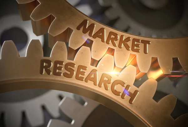 Market Research Concept. Golden Gears. 3D Illustration. — Stock Photo, Image