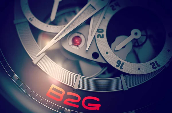 B2G on Old Wristwatch Mechanism. 3D. — Stock Photo, Image